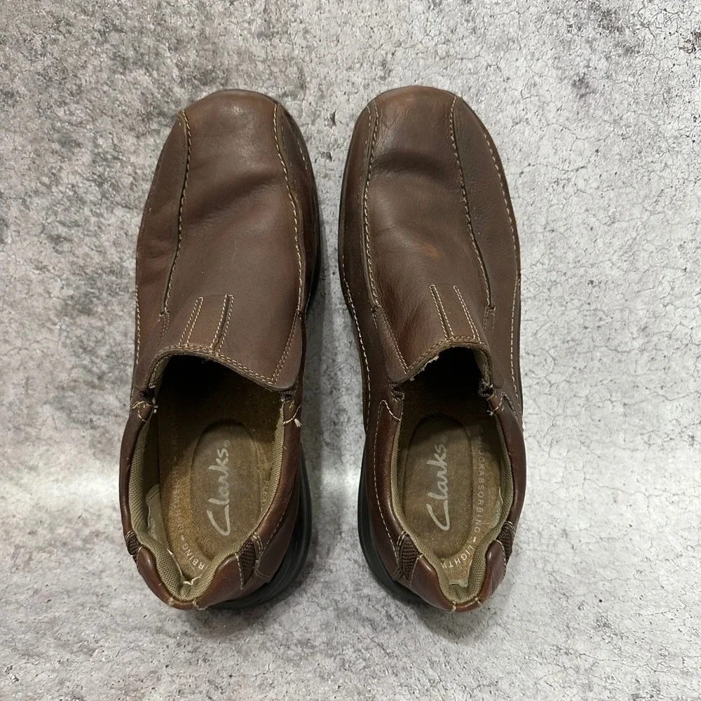 Clarks Pickett Loafers Mens 10M Brown Leather Slip On Shoes 82290 Comfort
